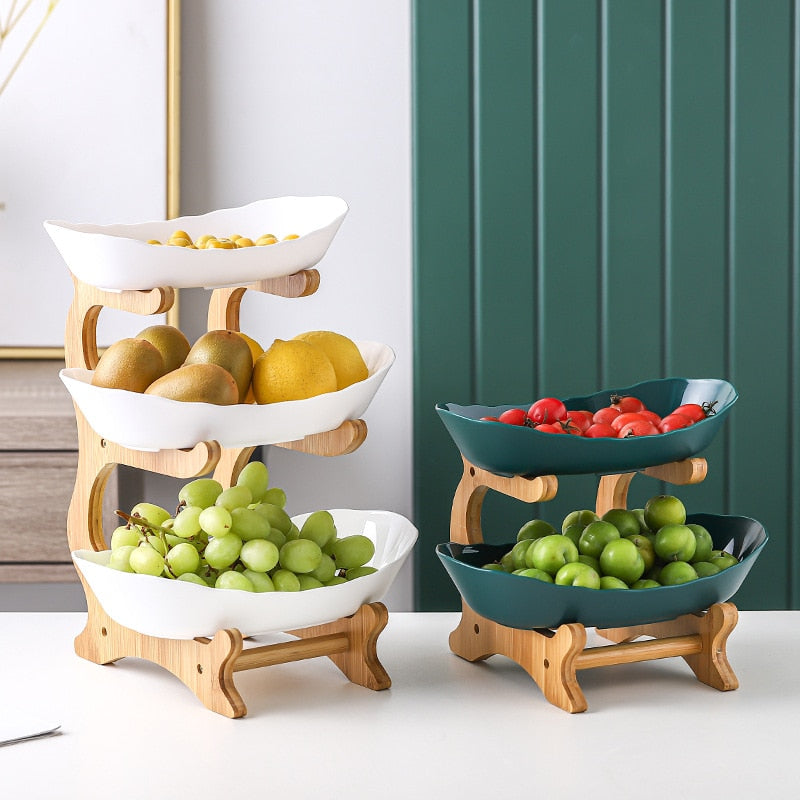 Fruteira de Mesa Moderna Com Pés de Madeira - Eco Design