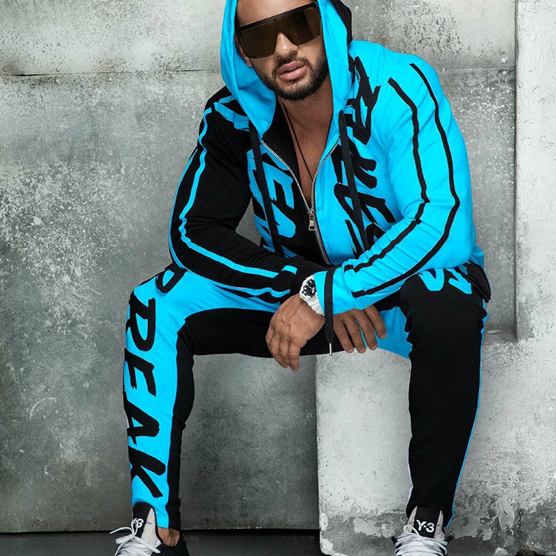 Men's suit 2020 slim printed cardigan Hoodie