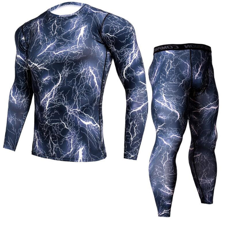 Mens Camouflage Pants & T Shirt Sets Fashion Crossfit T-shirt Compression Brand Clothing Joggers Men Casual Leggings