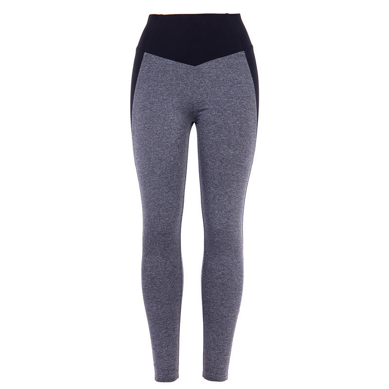 Black and gray stitching yoga leggings