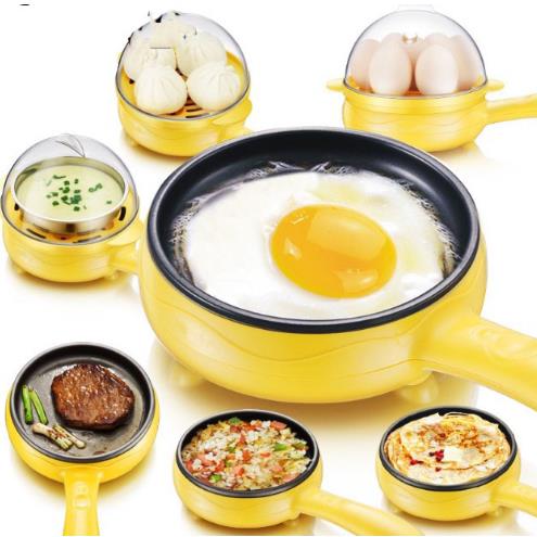 Non-Stick Eggs Boiler Steame Multifunction Household Mini Egg Omelette Pancakes Electric Fried Steak Frying Pan Boiled Egg