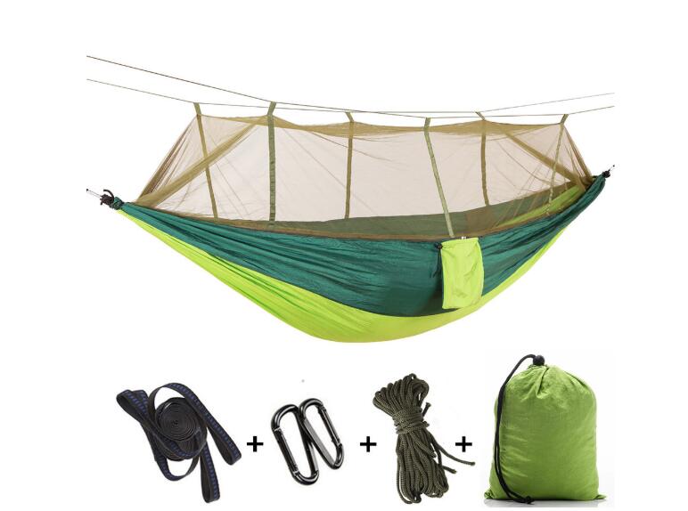 Outdoor parachute cloth hammock double with mosquito net light portable army green insect-proof camping camping aerial tent