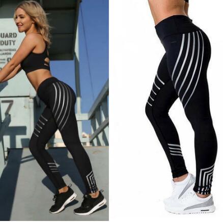 OL Printed Reflective Sport Yoga Pants Women Fitness Gym Leggings Running Compression Tights Quick Dry Sport Clothes Trousers