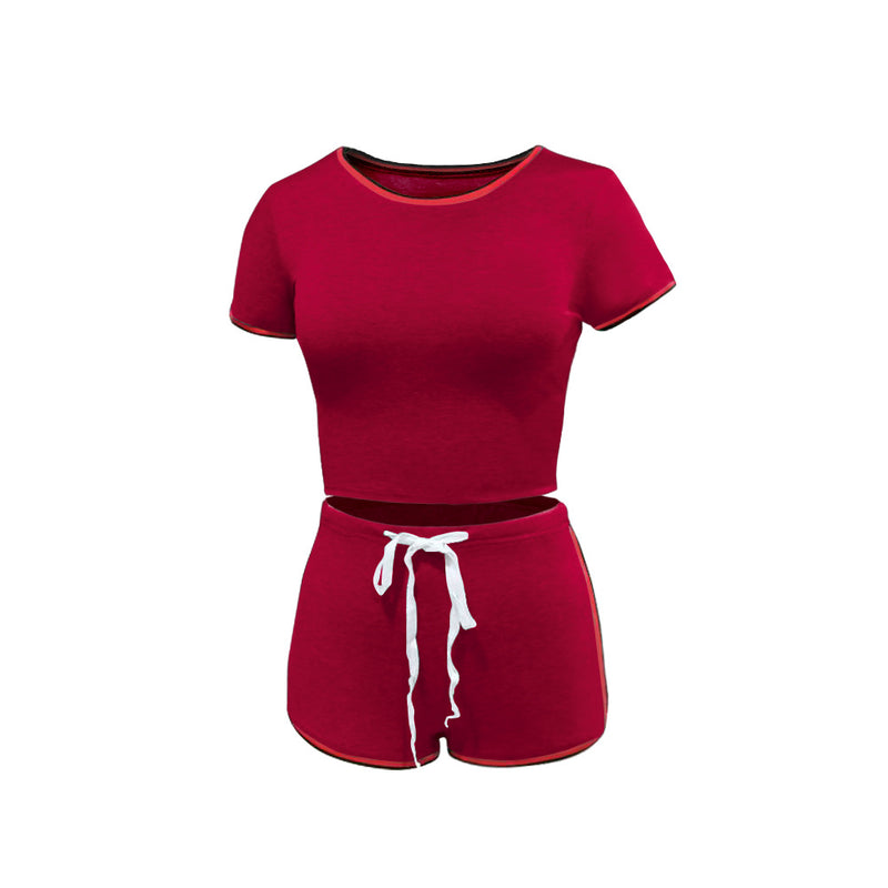 Pure color stitching casual women's suit