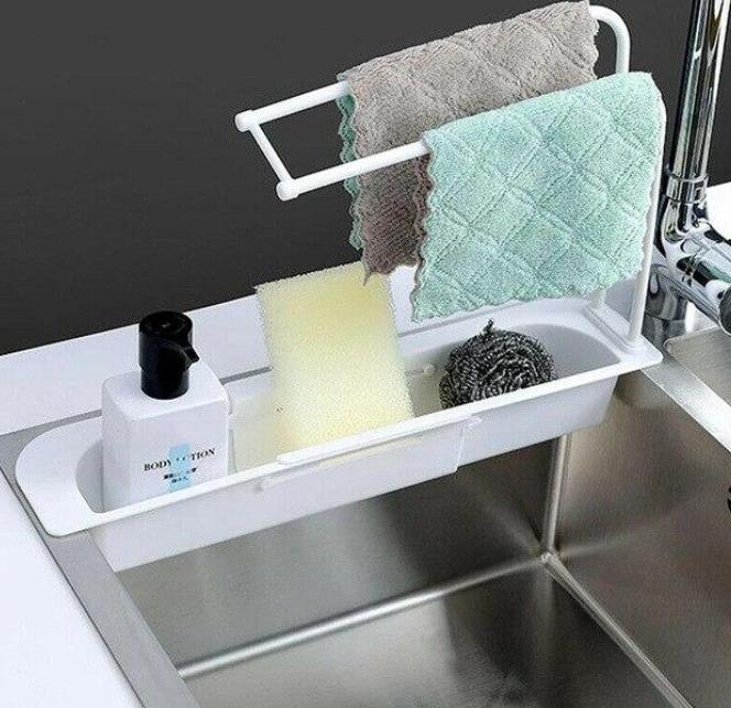 Telescopic sink storage rack