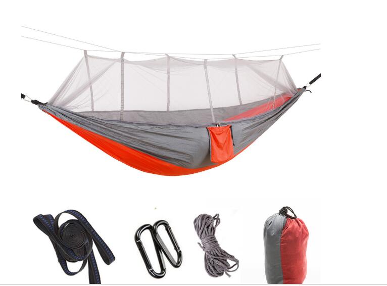 Outdoor parachute cloth hammock double with mosquito net light portable army green insect-proof camping camping aerial tent