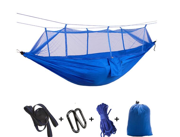 Outdoor parachute cloth hammock double with mosquito net light portable army green insect-proof camping camping aerial tent