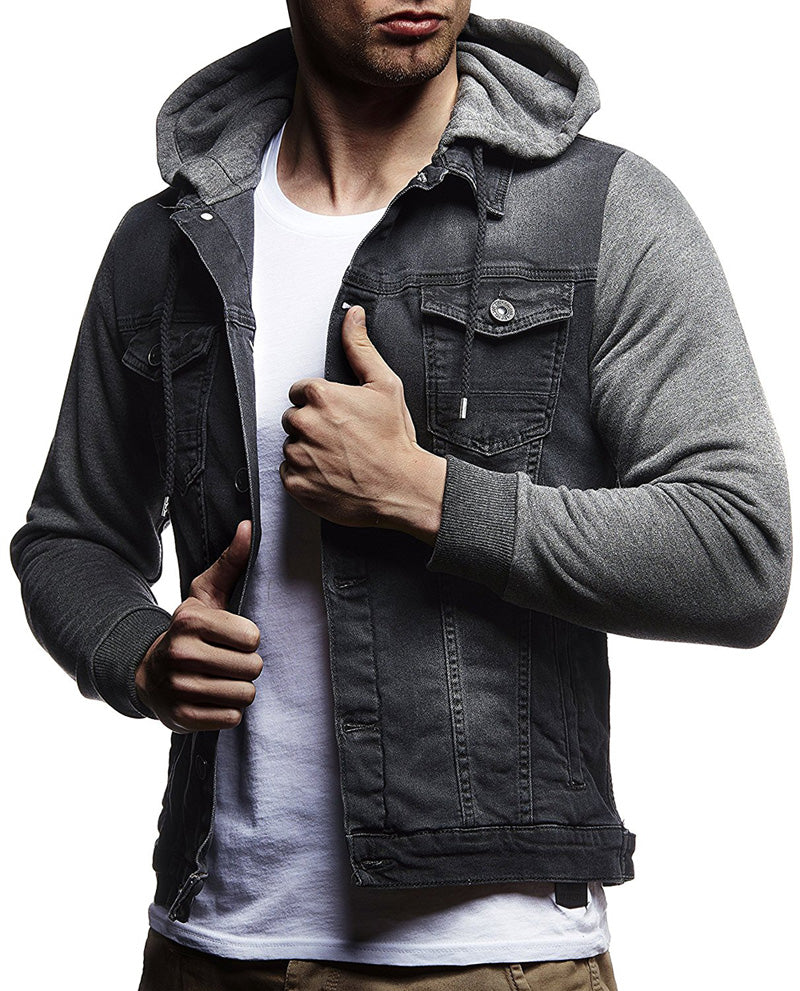 Men's casual hooded denim jacket