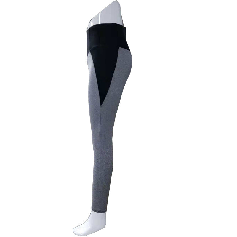 Black and gray stitching yoga leggings