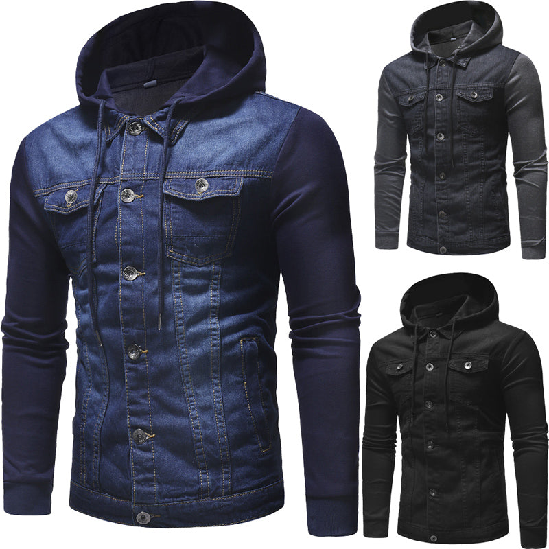 Men's casual hooded denim jacket