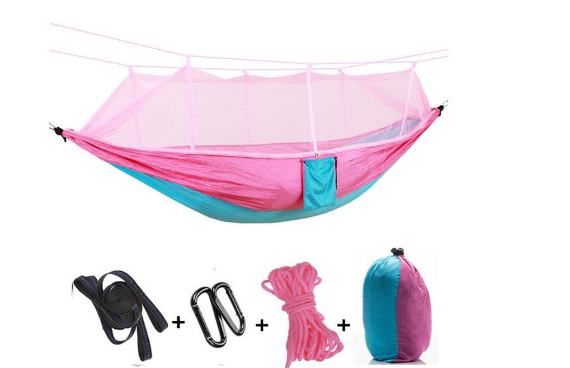 Outdoor parachute cloth hammock double with mosquito net light portable army green insect-proof camping camping aerial tent