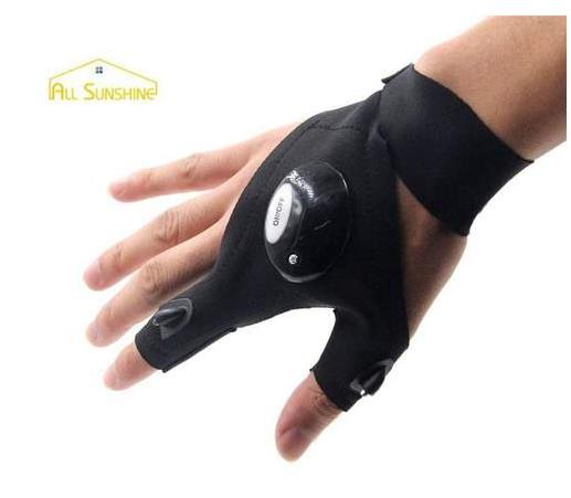 LED flashlight finger light night emergency light cotton outdoor sports gloves night light Used to repair fishing work, etc.