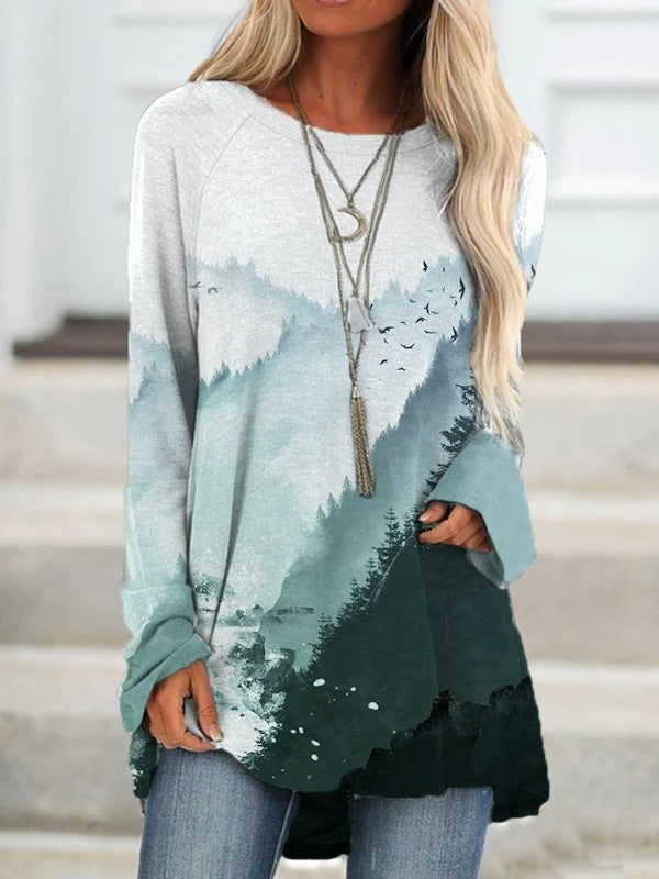 Wish Amazon landscape Print long sleeves for women