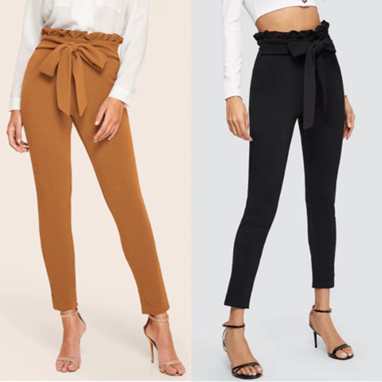 Autumn cropped belt leggings