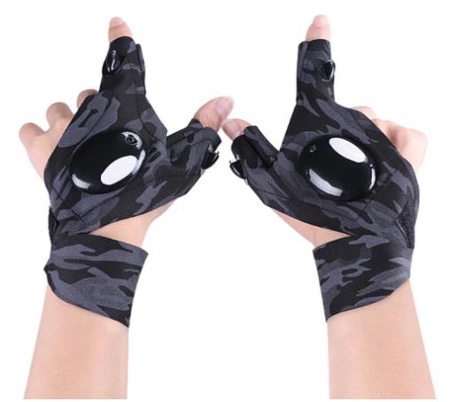 LED flashlight finger light night emergency light cotton outdoor sports gloves night light Used to repair fishing work, etc.