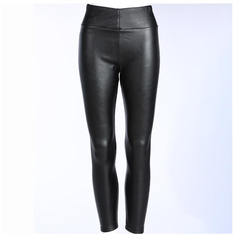 Plus velvet leather pants to keep warm leggings Women's new autumn and winter feet pants Taobao stall pants