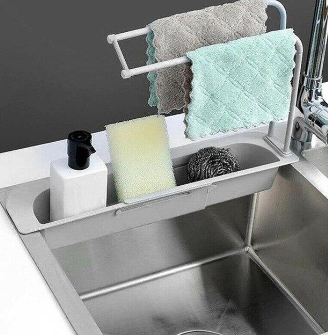 Telescopic sink storage rack