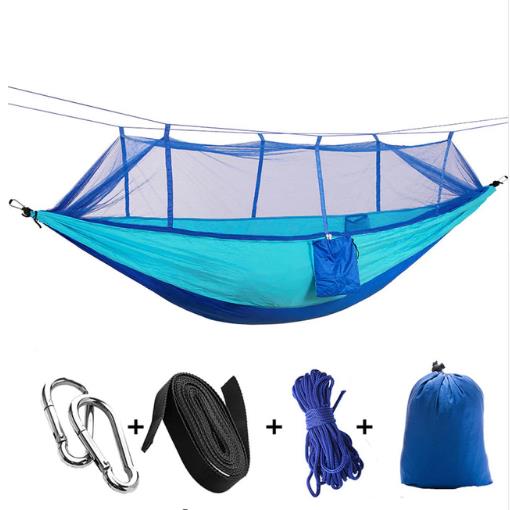 Outdoor parachute cloth hammock double with mosquito net light portable army green insect-proof camping camping aerial tent