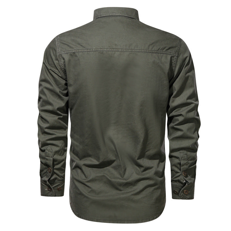 Military Style Plus Size Tooling Long-Sleeved Shirt