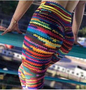 European and American hot selling new sweater knitting simulation printing Yoga Pants warped buttocks sports underpants wholesale women wholesale