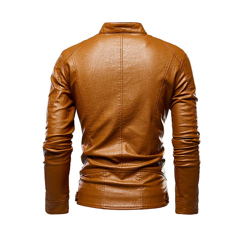 Plus velvet PU leather jacket