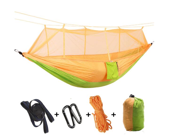 Outdoor parachute cloth hammock double with mosquito net light portable army green insect-proof camping camping aerial tent