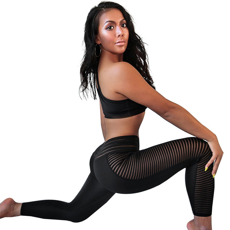 Mesh stitching yoga pants