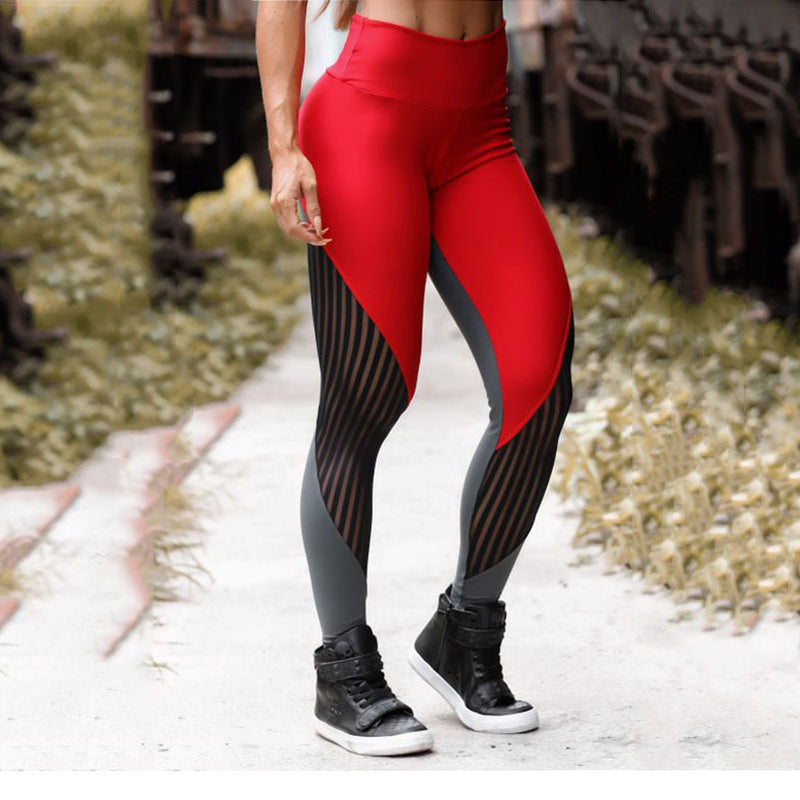 Mesh stitching sports yoga pants