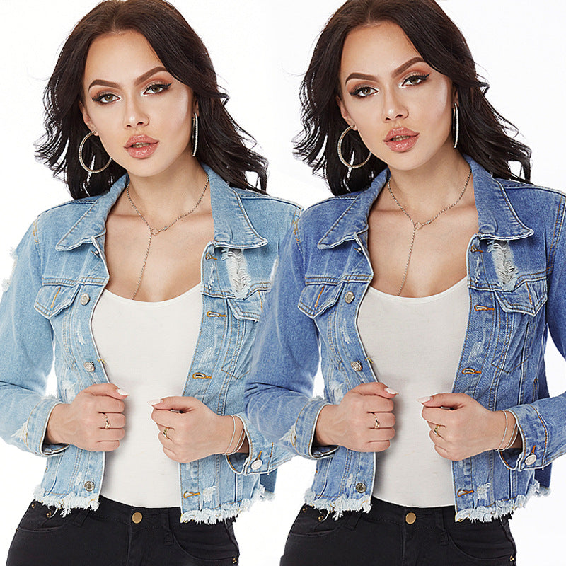 Women's frayed denim jacket