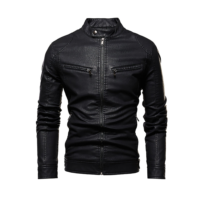 Plus velvet PU leather jacket