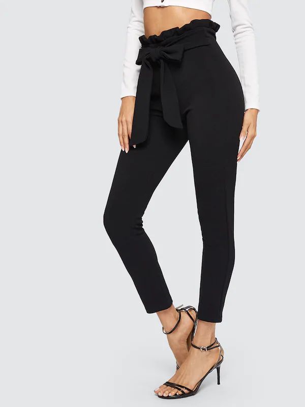 Autumn cropped belt leggings