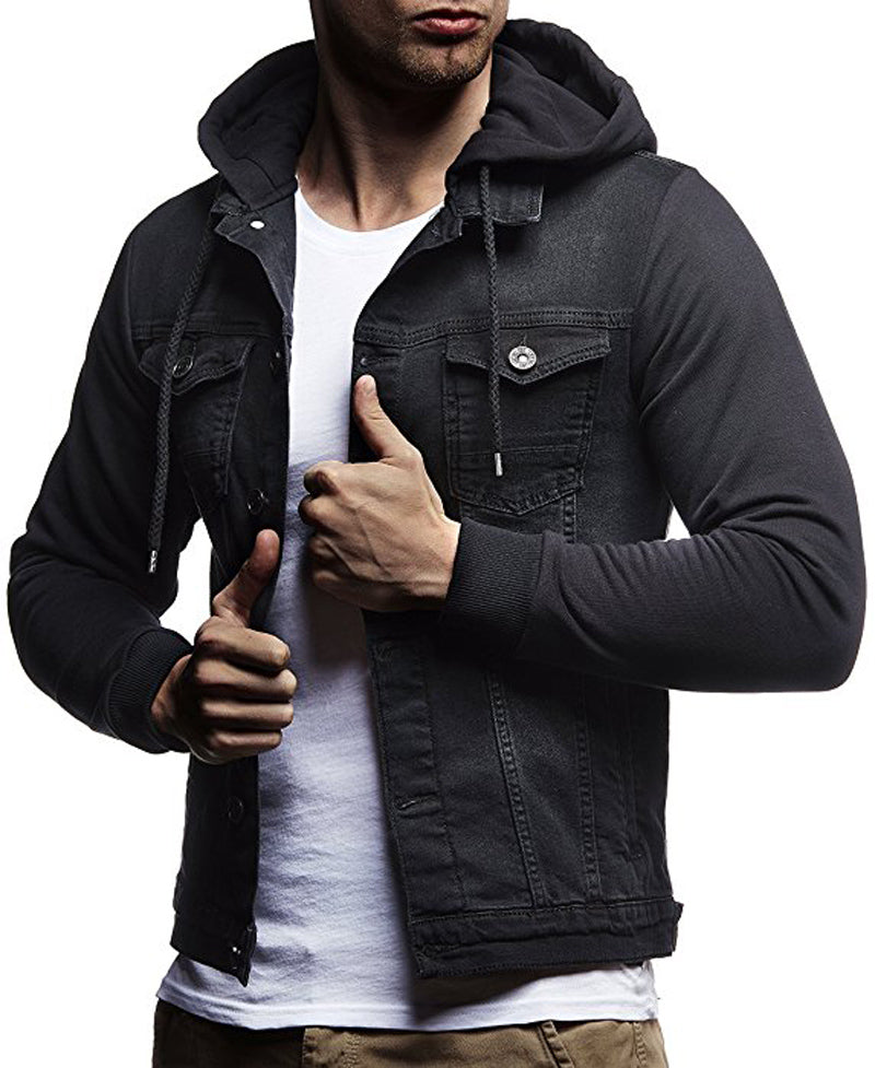 Men's casual hooded denim jacket