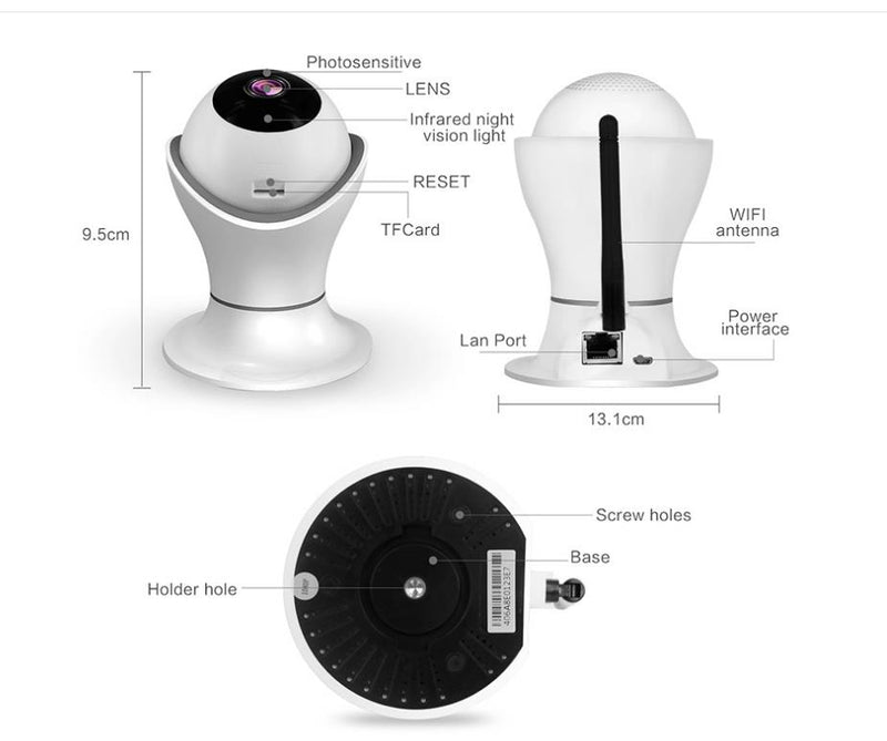 Câmera Ip C360 De Segurança Wifi 2 Antenas Robô Hd 1080p Sem Fio 360º áudio Visão Noturna