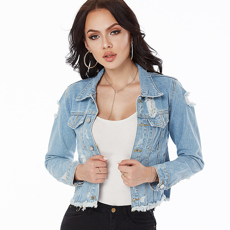 Women's frayed denim jacket