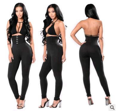 New fashion women's sexy black high waist corset design tight leggings