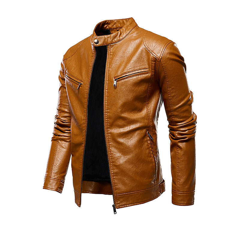 Plus velvet PU leather jacket