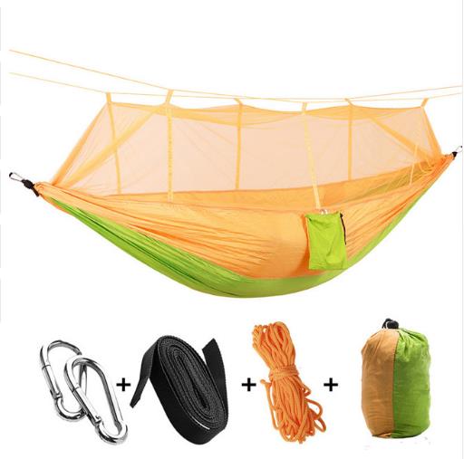 Outdoor parachute cloth hammock double with mosquito net light portable army green insect-proof camping camping aerial tent