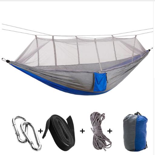 Outdoor parachute cloth hammock double with mosquito net light portable army green insect-proof camping camping aerial tent