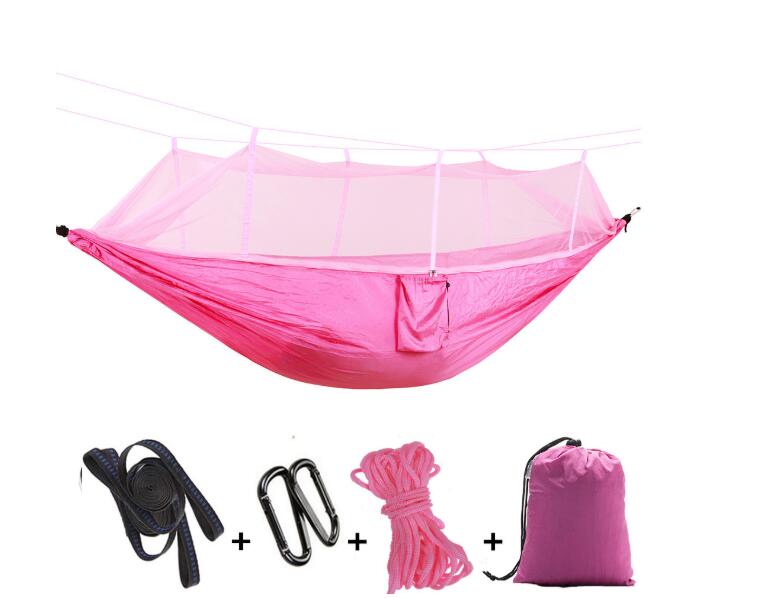 Outdoor parachute cloth hammock double with mosquito net light portable army green insect-proof camping camping aerial tent