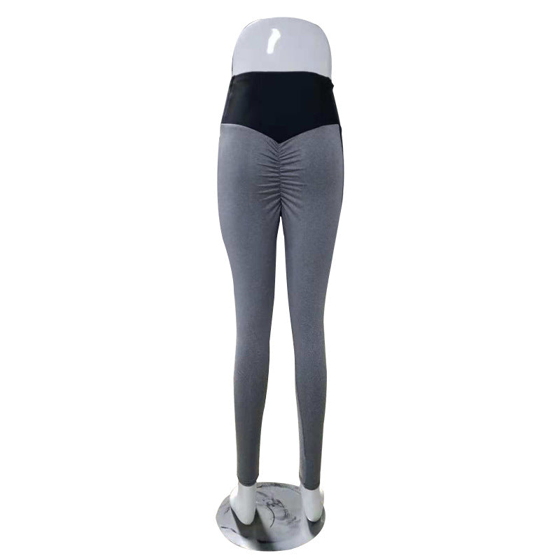 Black and gray stitching yoga leggings