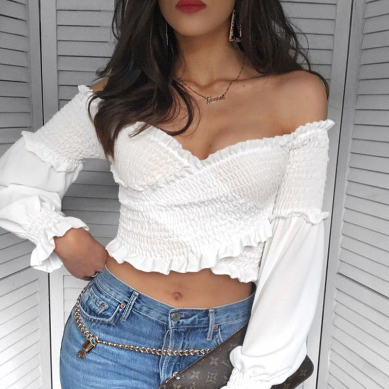 Women's short puff sleeve blouse