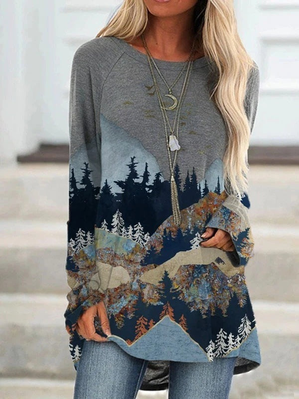 Wish Amazon landscape Print long sleeves for women