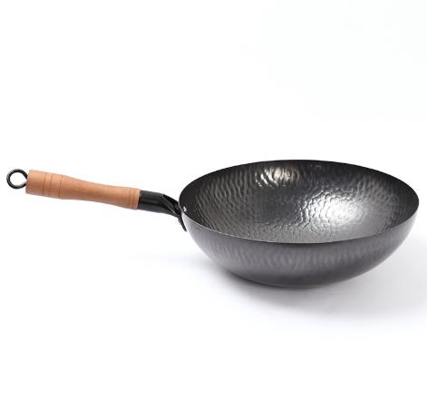 32cm Forged Hammer Iron Wok Stone Uncoated Physical Non-stick Pan Cast Iron Dumpling Pan Kitchen Pots Cooking Pans/32cm平底无耳铁锅