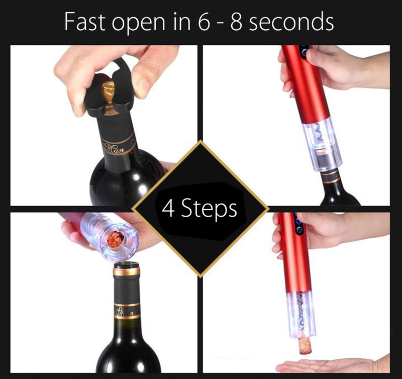 Original Electric Wine Opener Corkscrew Automatic Wine Bottle Opener Kit Cordless With Foil Cutter And Vacuum Stopper 2018 New