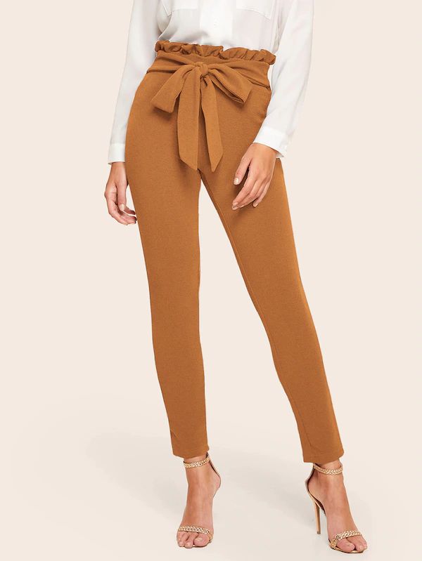 Autumn cropped belt leggings