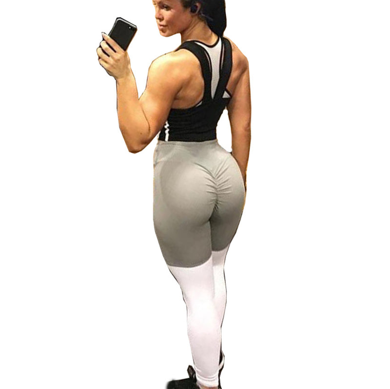 Contrast stitching buttocks folds sports yoga pants High-elastic slim hips leggings