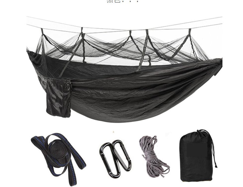 Outdoor parachute cloth hammock double with mosquito net light portable army green insect-proof camping camping aerial tent