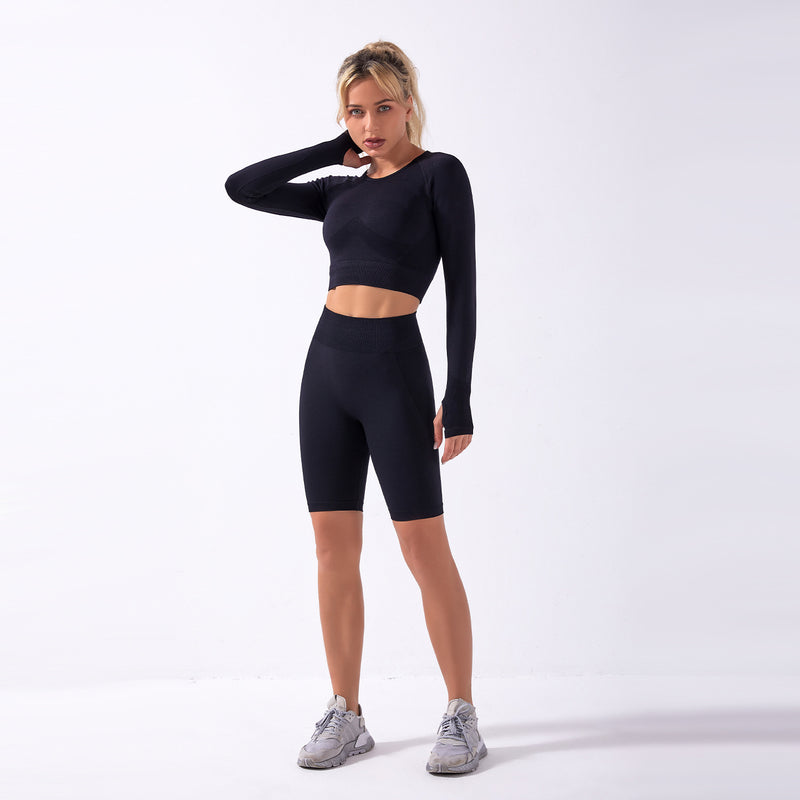 Two-piece hip-lifting breathable knitted seamless yoga wear