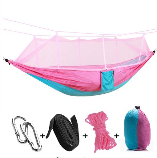 Outdoor parachute cloth hammock double with mosquito net light portable army green insect-proof camping camping aerial tent