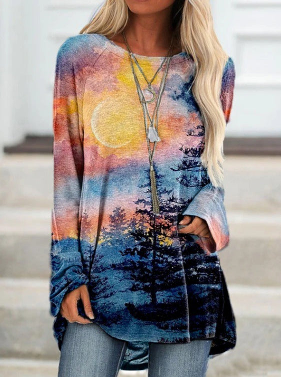 Wish Amazon landscape Print long sleeves for women